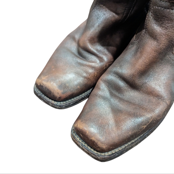 FRYE Women's Brown Leather Snub Nosed Zip Up Boots - Size 6.5 M - Picture 9 of 16